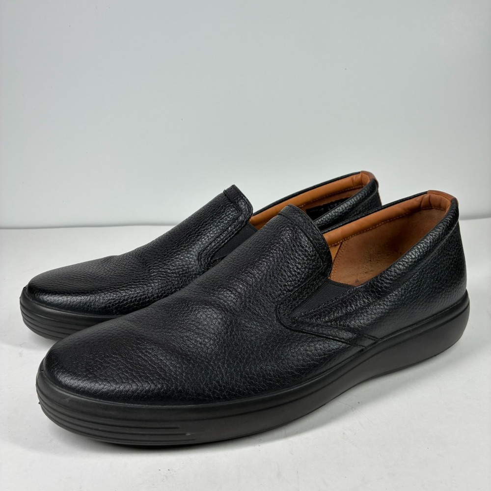 ECCO Soft 7 Men's US 10-10.5/44 Black Grained Leather Comfort Slip-On Sneakers